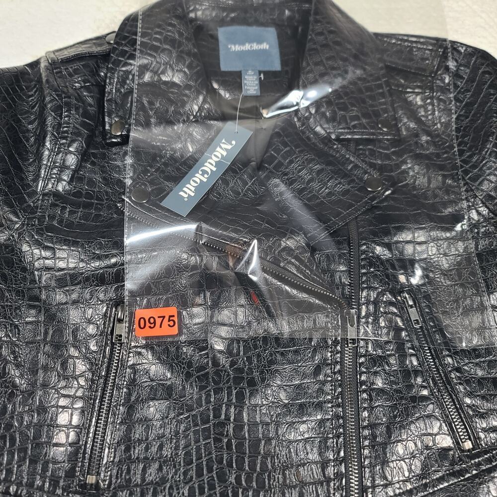 Mod Cloth vegan crocodile leather moto jacket Sz S Edgy Punk Mobwife Rock n Roll - Picture 13 of 13